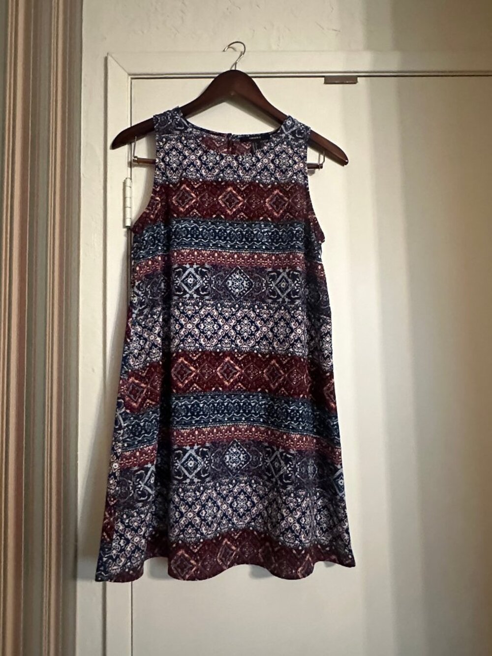 Forever 21 blue and rust patterned dress